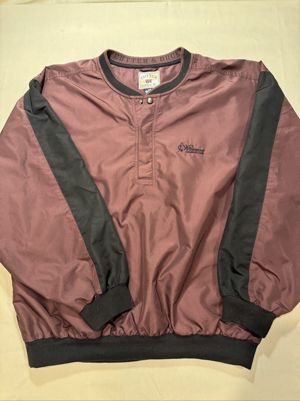 Men’s Cutter & Buck Whitmoor Country Club Pullover Windbreaker – Burgundy – Lg